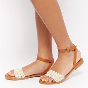 Forever 21 Crochet tan sandals